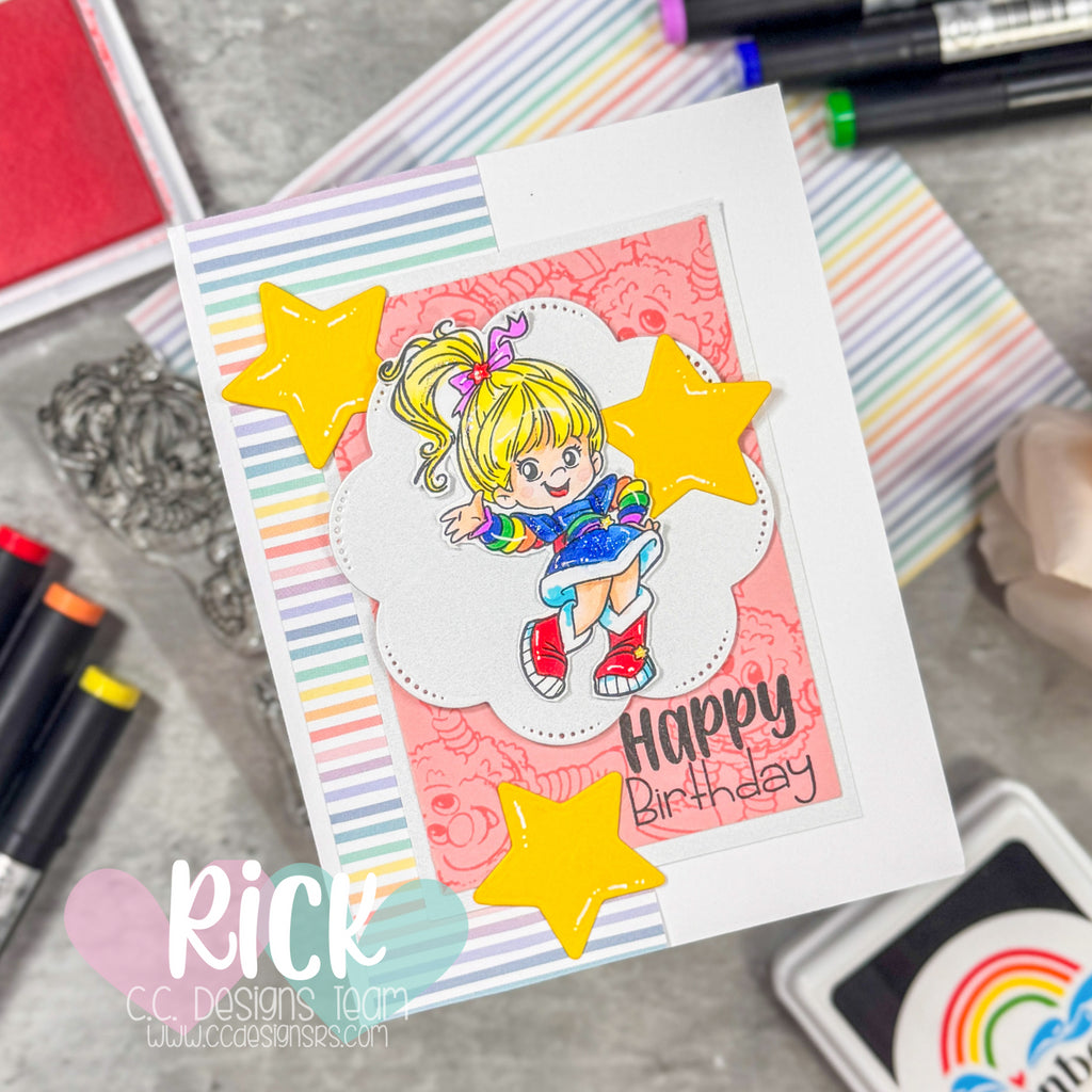 Bright & Bold: A Fast Birthday Card Featuring Rainbow Brite from C. C. Designs